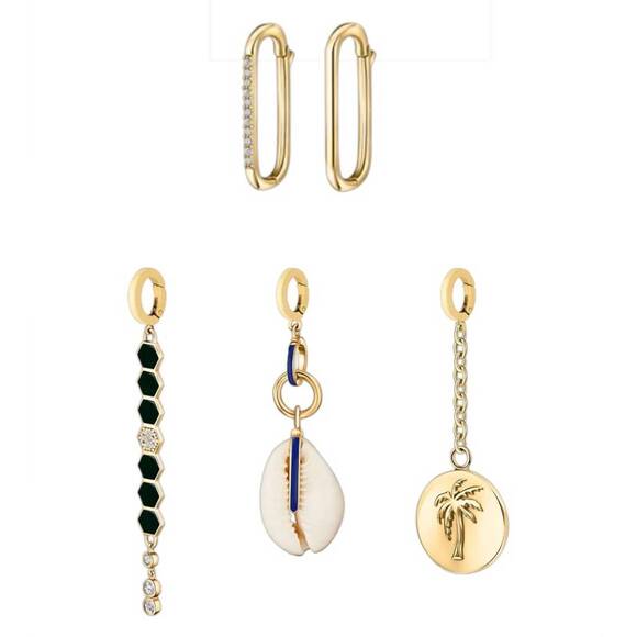 NEW DORNE women's blue crush set of 7 charm in gold